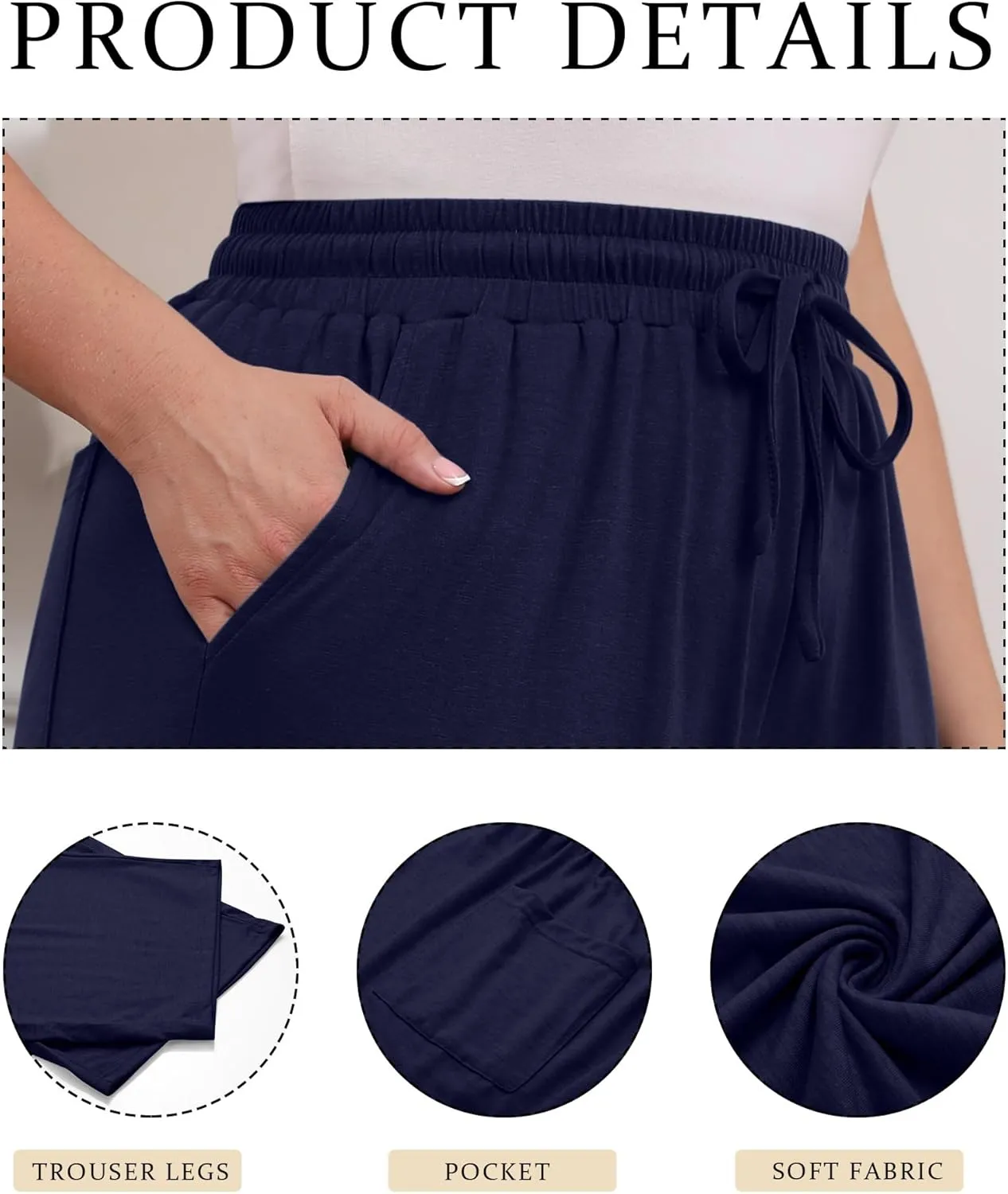 Neer 3 Pack Women's Plus Size Cotton Capris, Stretchy Wide Leg Cropped Pants with Pockets Loose Fit Lounge Pajama Sweatpants