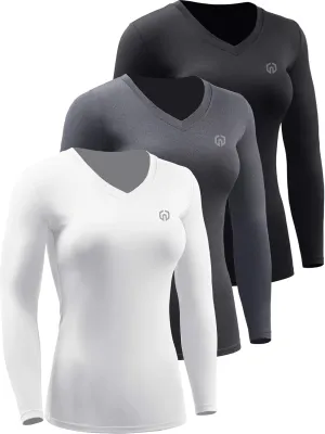 NELEUS Women's 3 Pack Compression Shirts Long Sleeve Yoga Athletic Running T Shirt