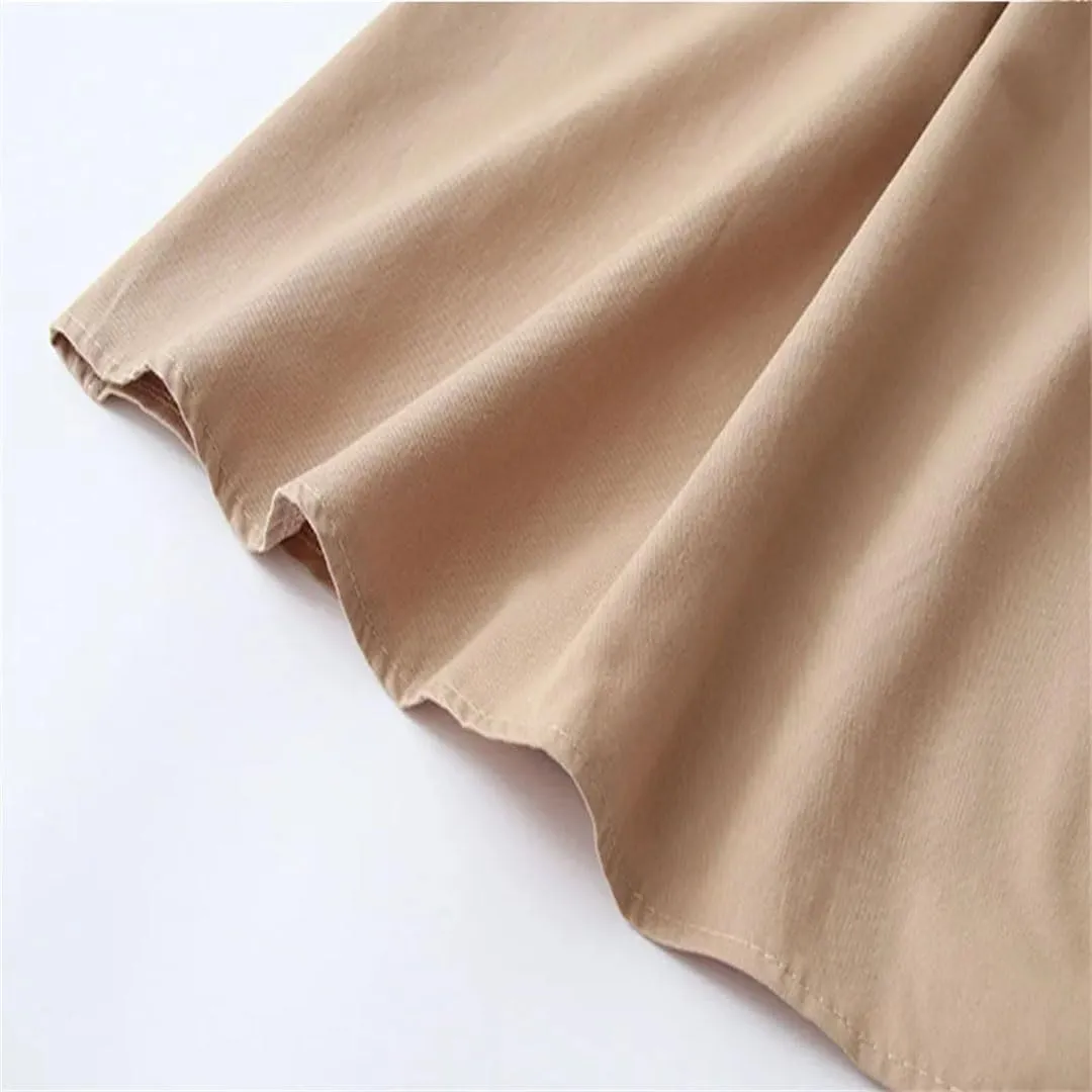 Niiyyjj Korean Summer Midi Skirt Women Cotton Pocket A-Line Casual Solid Elastic Waist Pleated Skirt