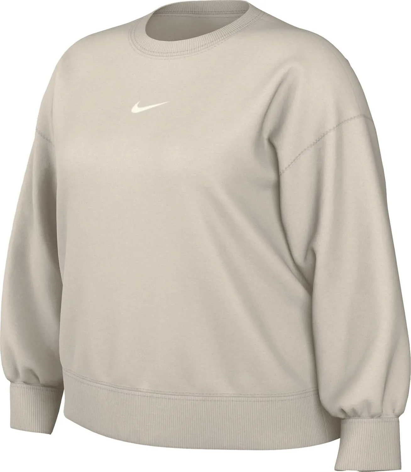 Nike Sportswear Phoenix Fleece Women's Oversized Crew-Neck Sweatshirt (Plus Size) (DV4976-104, Light Orewood Brown/Sail) Size 1X