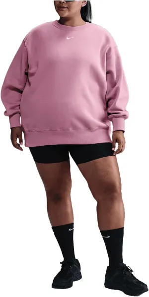 Nike Sportswear Phoenix Fleece Women's Oversized Crew-Neck Sweatshirt (Plus Size) (DV4976-699, Elemental Pink/Sail)