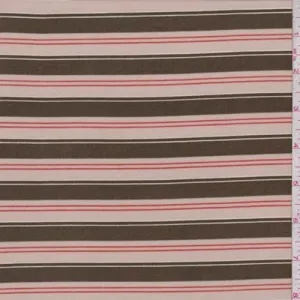 Olive/Beige Stripe Double Brushed Jersey Knit Fabric