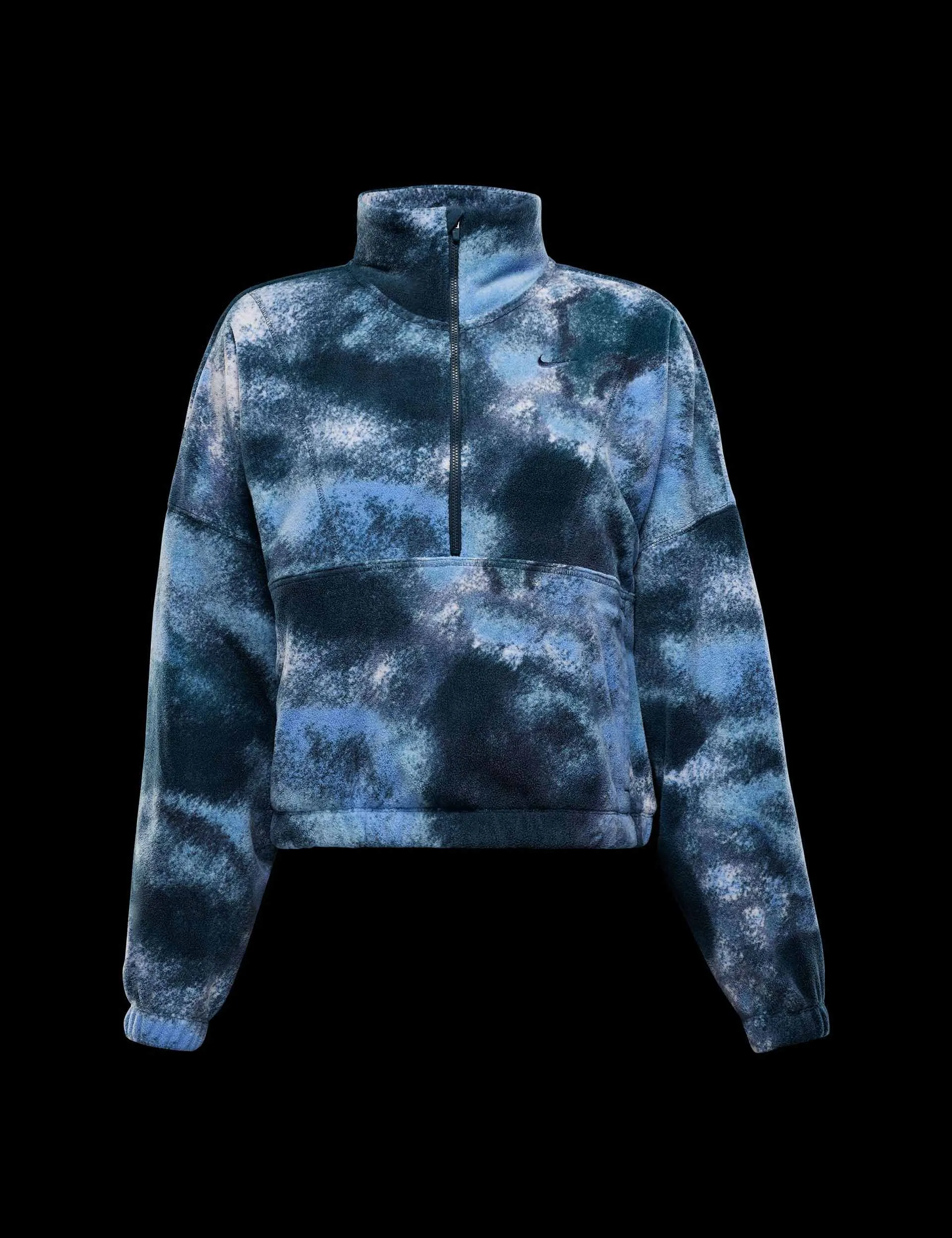 One Oversized 1/2-Zip Fleece Printed Top - Armory Navy