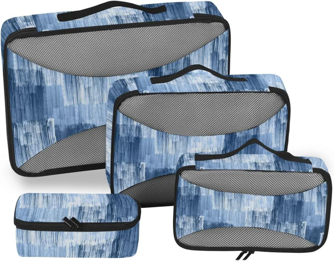 Packing Cube 4 Set Suitcase Organizer Bags Packing Cubes for Travel Women Packing Cubed Blue Watercolour Texture