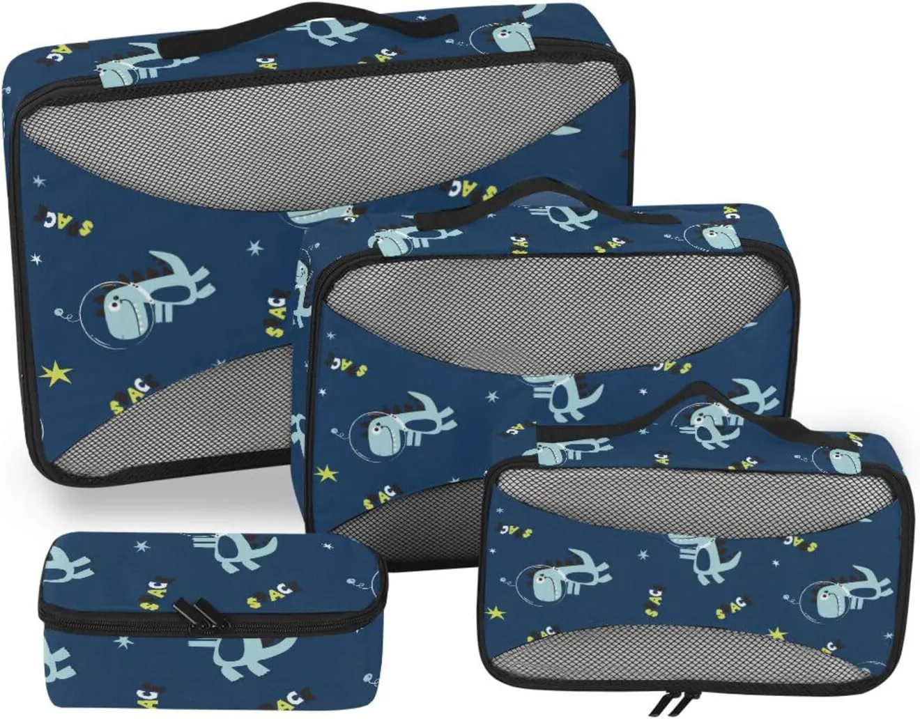 Packing Cube Set of 4 Suitcase Organizer Bags Travel Organizer Bags for Luggage Packing Cubs Space Dinosaur