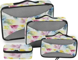 Packing Cubes for Travel 4 Set Luggage Cubes Packing Organizers for Luggage Packimg Cubes Floral Watercolor