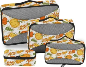 Packing Cubes for Travel 4 Set Luggage Organizers for Suitcase Suitcase Cubes Packing Cubed Maple Leaves Pumpkins