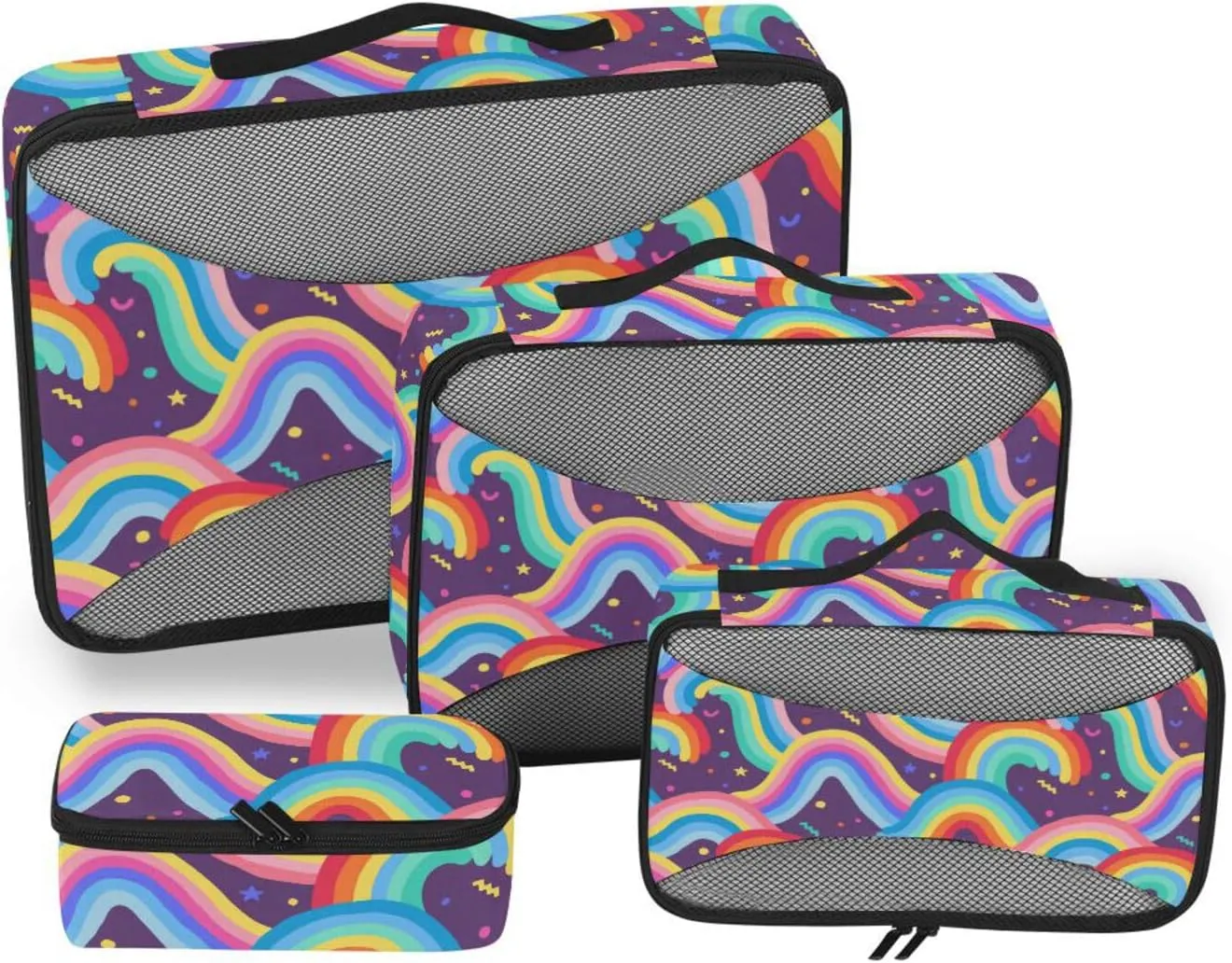 Packing Cubes for Travel 4 Set Suitcase Organizer Travel Bag Organizer for Luggage Packing Cuves Rainbow Star
