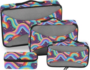 Packing Cubes for Travel 4 Set Suitcase Organizer Travel Bag Organizer for Luggage Packing Cuves Rainbow Star