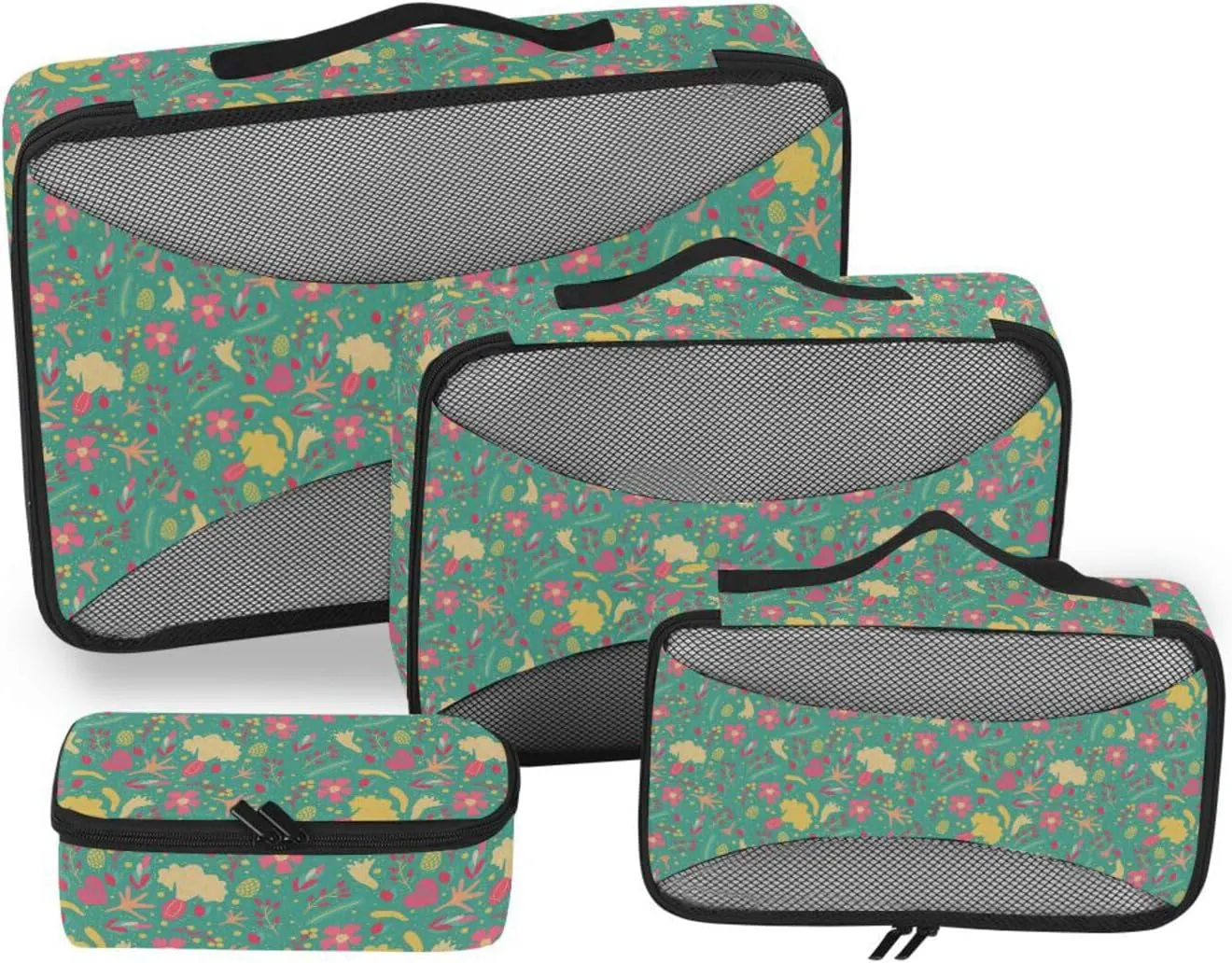 Packing Cubes for Travel Set of 4 Luggage Organizers for Suitcase Packing Cubes for Luggage Paxking Cubes Flowers Pattern