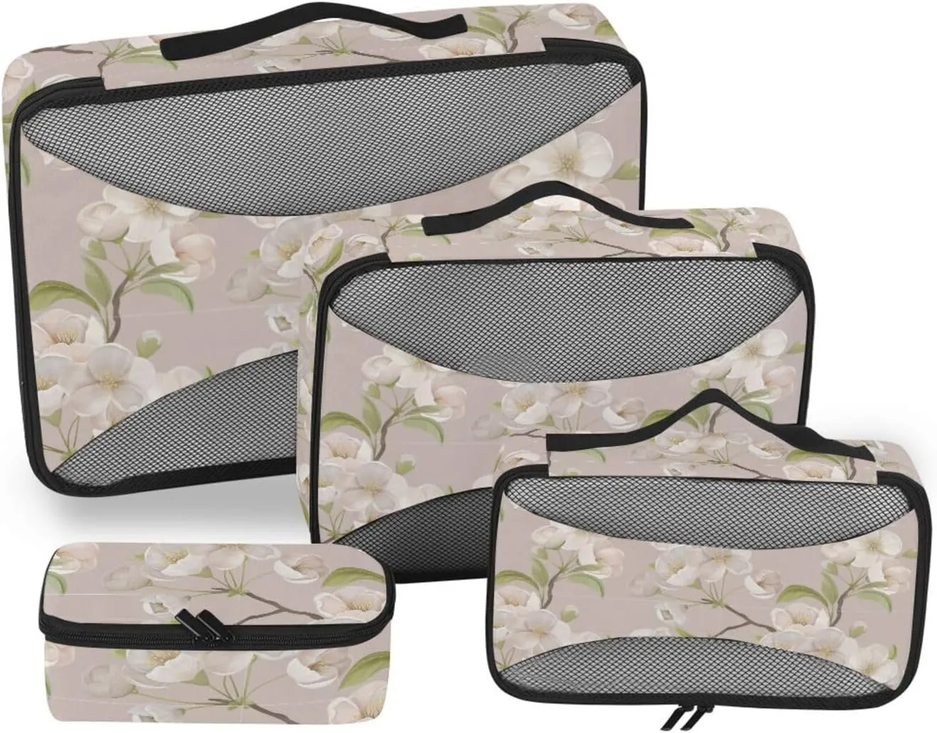 Packing Cubes for Travel Set of 4 Luggage Organizers for Suitcase Travel Bag Organizer for Luggage Paxking Cubes Beige Cherry Flower