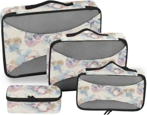 Packing Cubes for Travel Set of 4 Luggage Organizers for Suitcase Travel Cubes for Packing Carry on Bag Packing Cuves Summer Flowers Watercolor