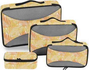Packing Cubes for Travel Set of 4 Suitcase Organizer Bags Suitcase Cubes for Packing Pqcking Cubes Tropical Palm Leaves