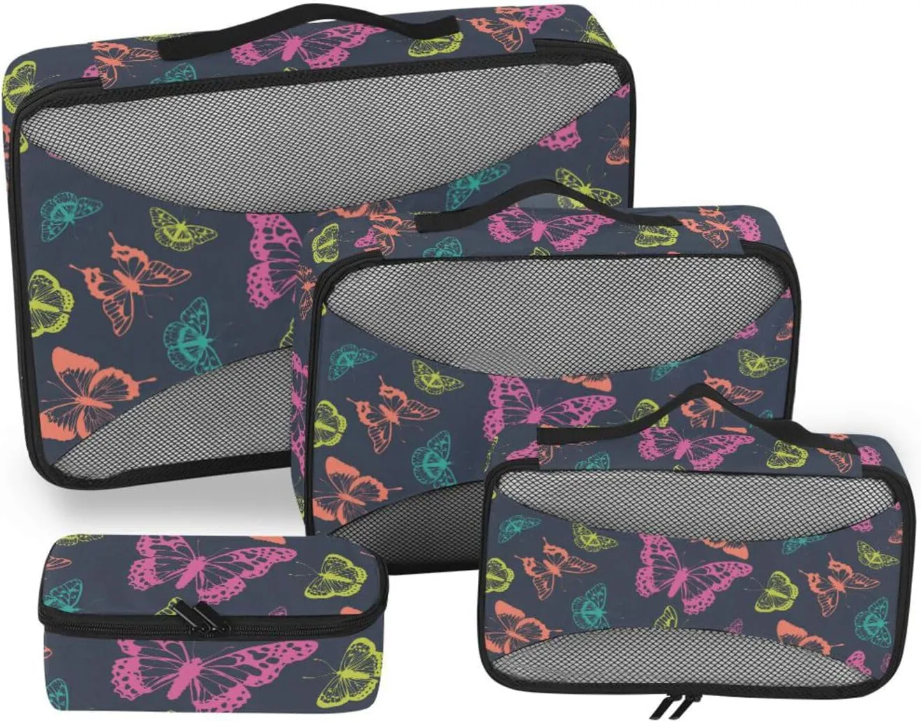 Packing Cubes for Travel Set of 4 Suitcase Organizer Packing Cubes for Travel Women Packing Cubs Colorful Butterfly