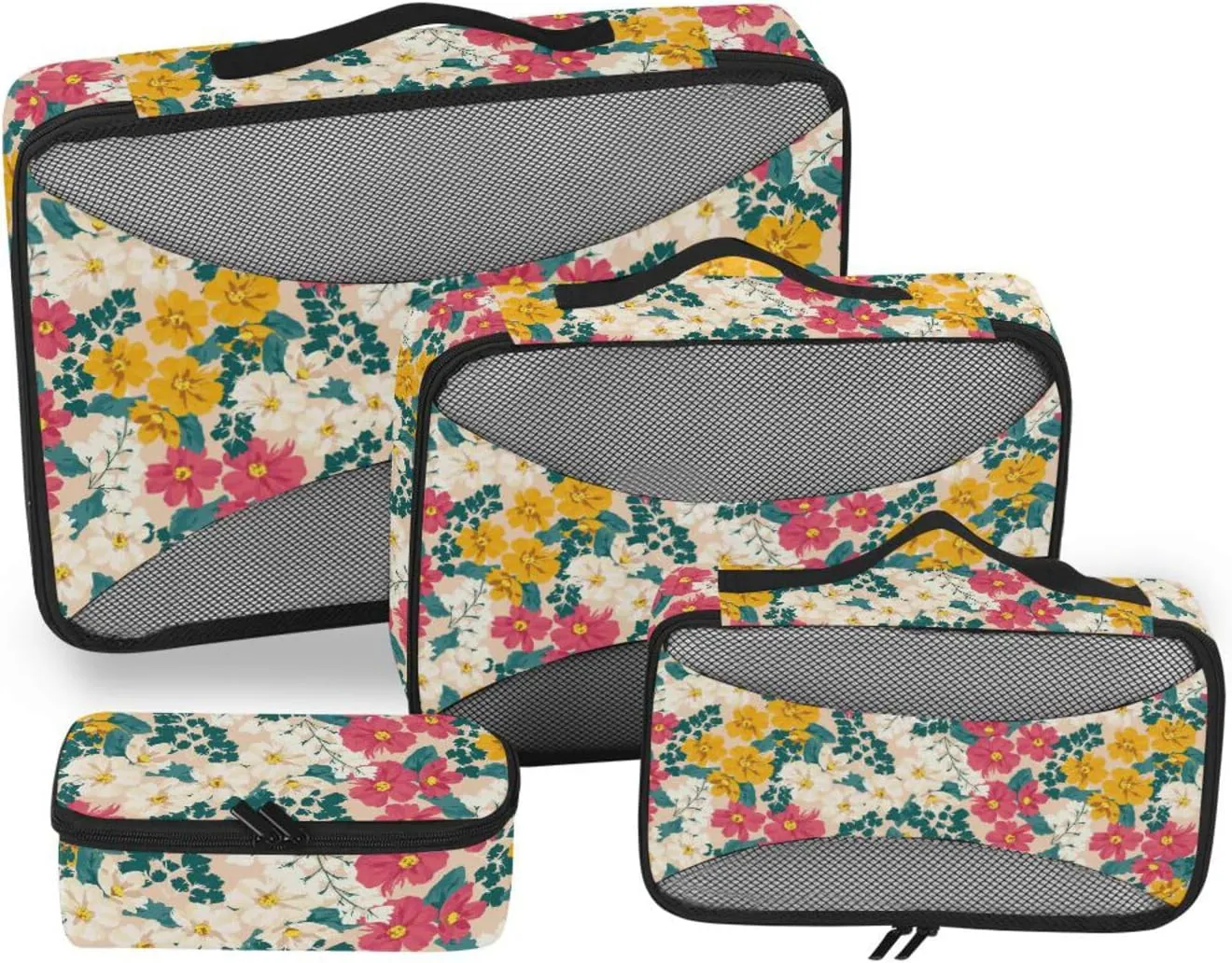 Packing Cubes Set of 4 Suitcase Organizer Bags Packing Cubes Travel Packing Cubs Spring Meadow Flower