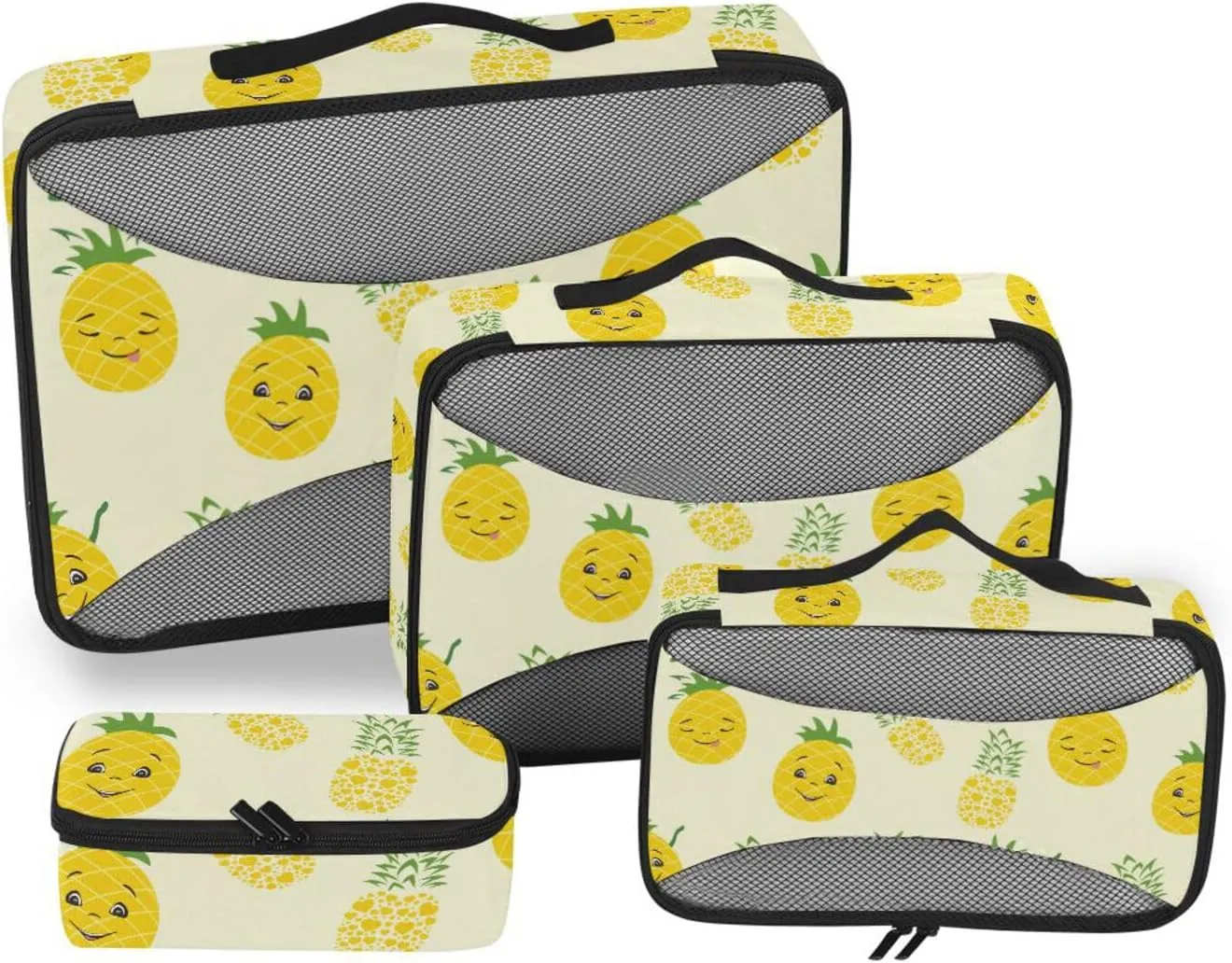 Packing Cubes Set of 4 Suitcase Organizer Travel Organizers Packimg Cubes Funny Smiling Pineapples