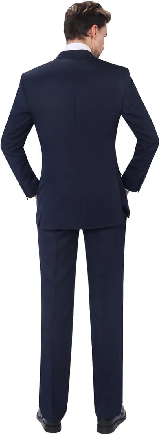 P&L Men's 2-Piece Classic Fit Single Breasted 2 Buttons Blazer & Trousers Suit