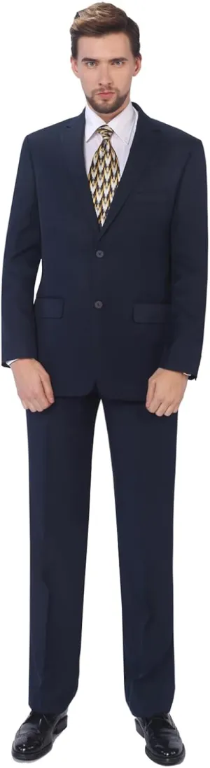 P&L Men's 2-Piece Classic Fit Single Breasted 2 Buttons Blazer & Trousers Suit