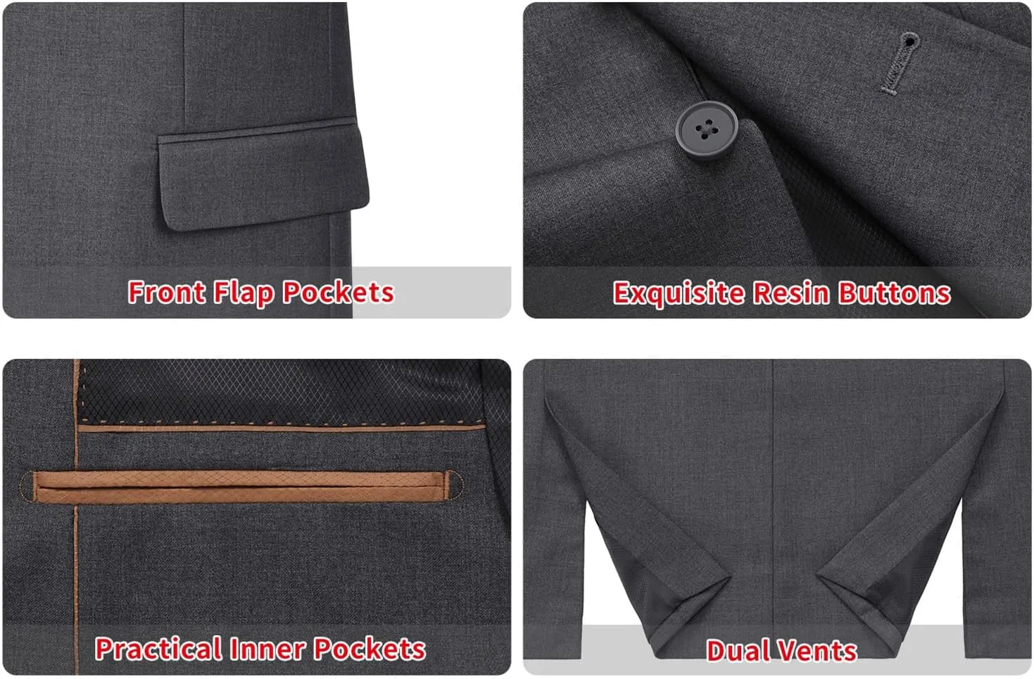 P&L Men's Suit Separates Classic Fit Flat Front Dress Pants & Formal Suit Jacket