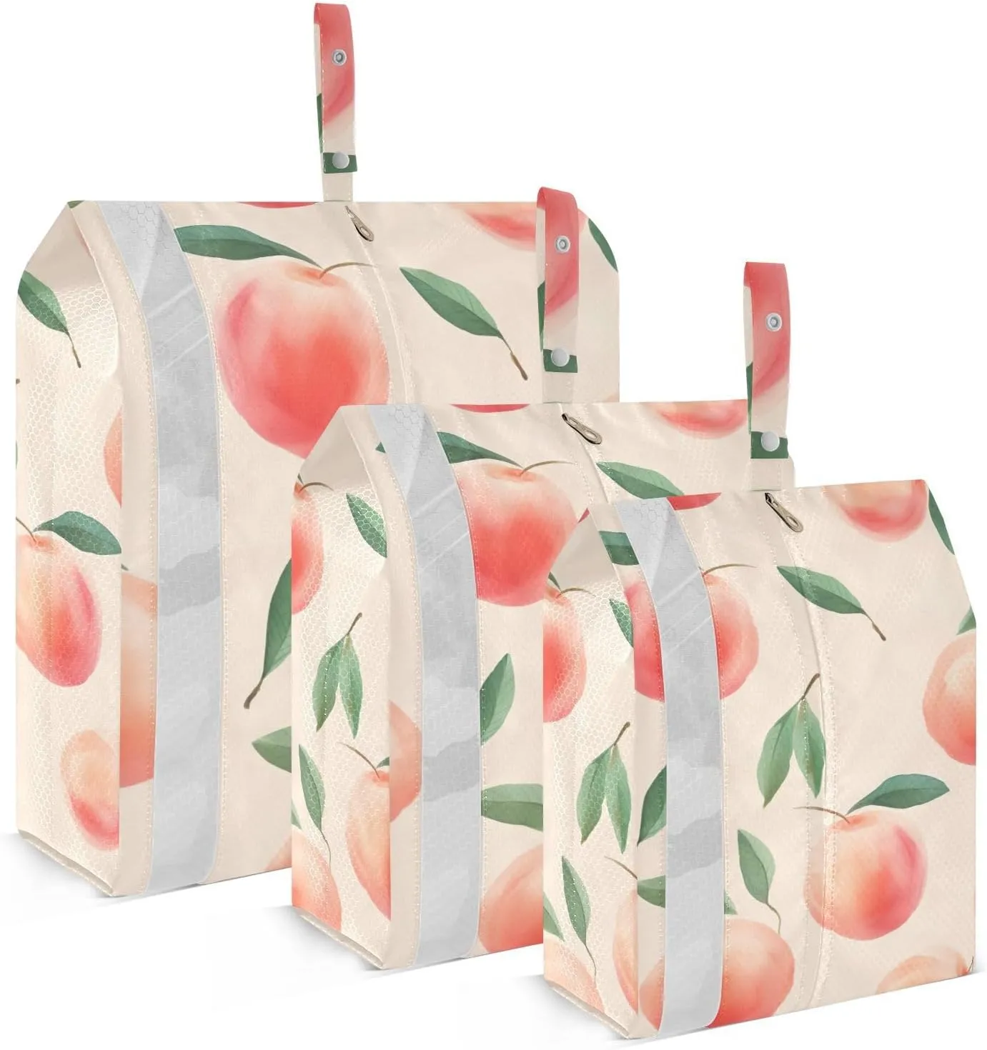 Peach Hand Drawn Packing Cubes for Suitcases 3 Set Compression Lightweight Luggage Packing Organizers for Carry on Suitcase Travel Essentials Luggage Organizer Bags Set