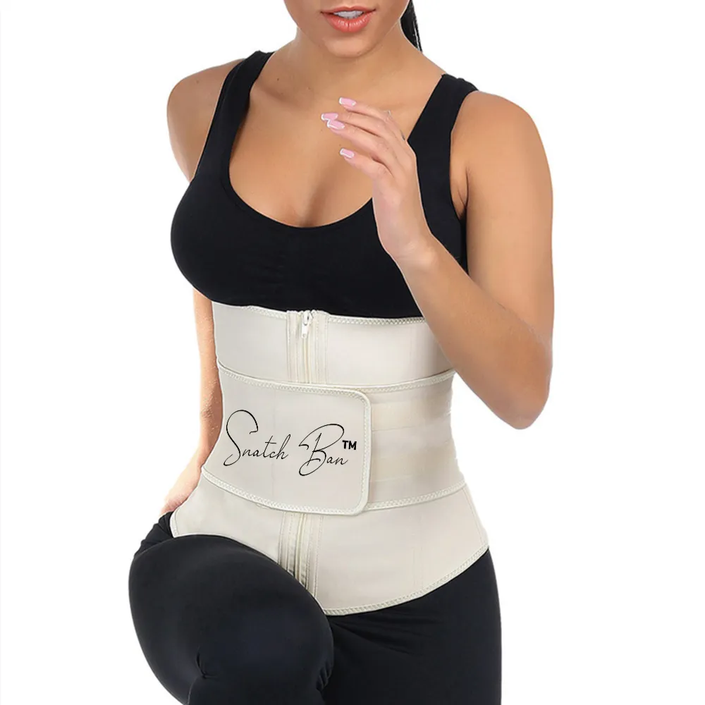 Perfect Nude 7 Steel Bones Sticker Zip Latex Waist Slimmer Big Size Sleek Smoothers