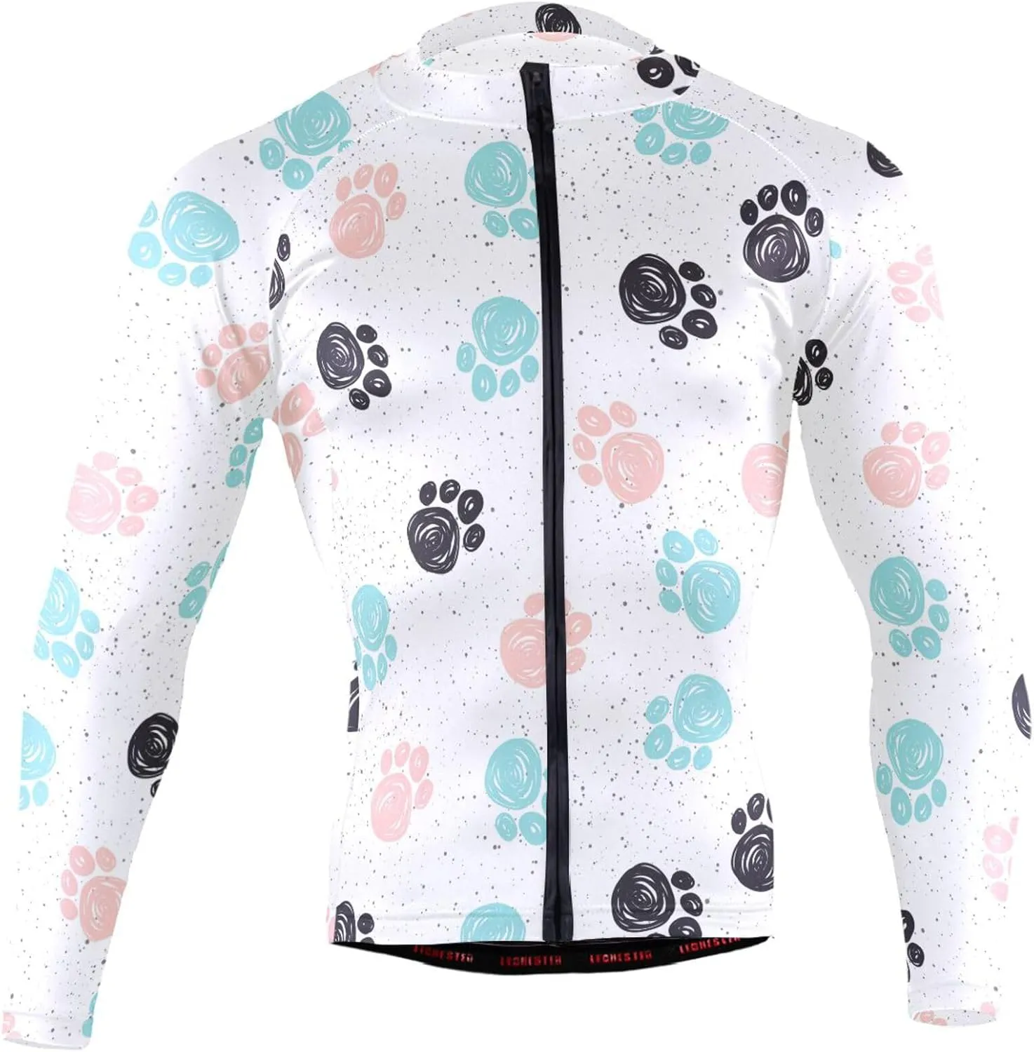 Pet Paw Print Men's Cycling Jersey Moisture Wicking and Breathable Quick Dry with 3 Rear Pockets