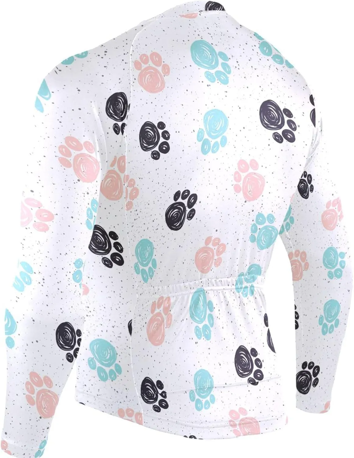 Pet Paw Print Men's Cycling Jersey Moisture Wicking and Breathable Quick Dry with 3 Rear Pockets