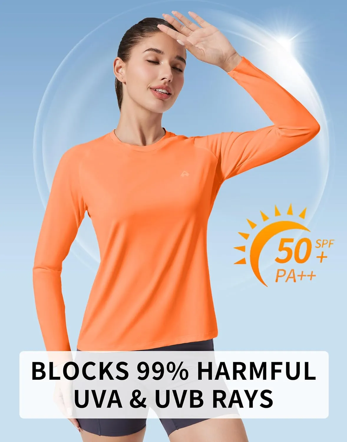 Pioneer Camp Rash Guard for Women Sun Shirts UPF 50  SPF UV Protection Long Sleeve Workout Tops Hiking Running Quick Dry