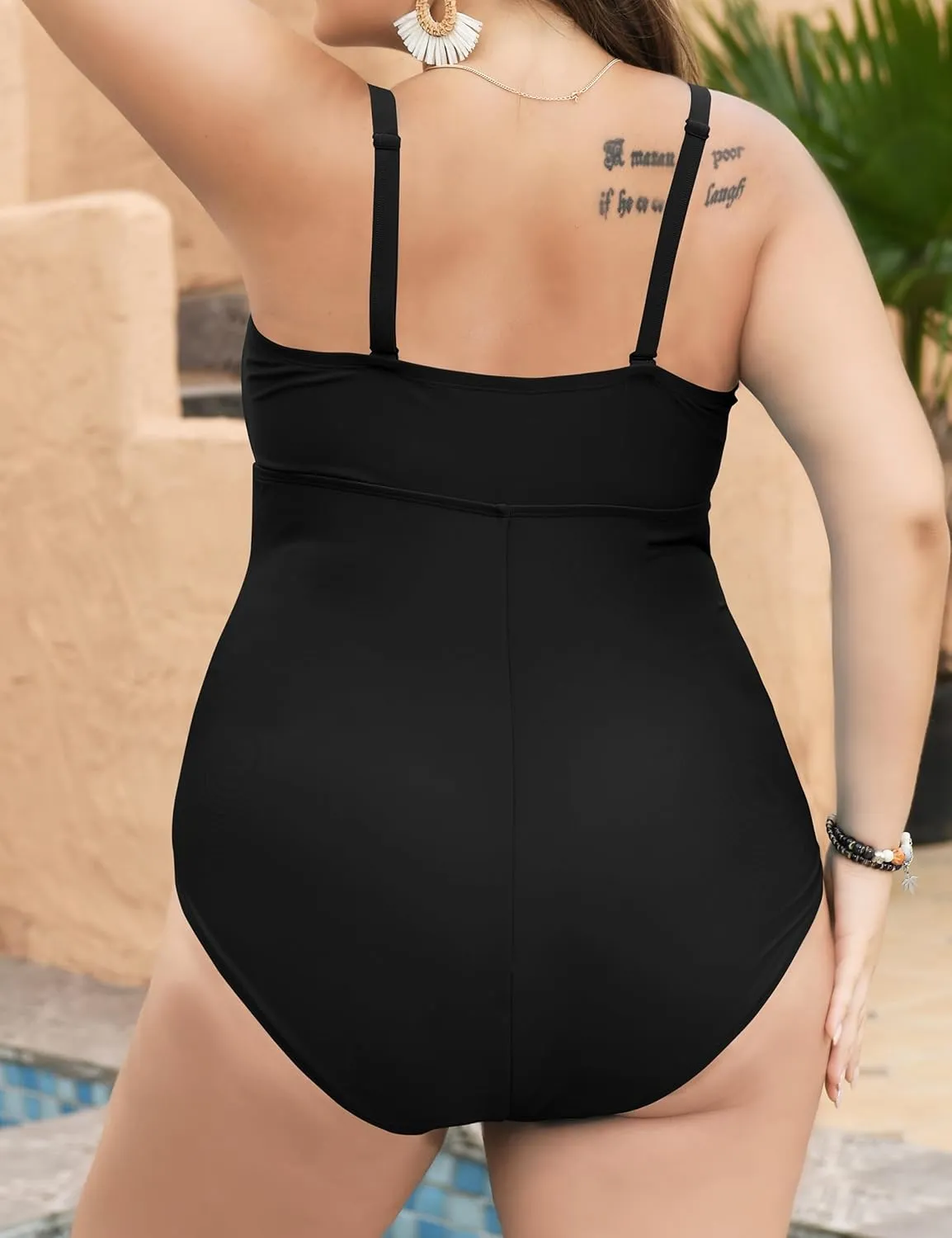 Plus Size Bathing Suit for Women Breathable High Elasticity Fabric Tummy Control One Piece Swim Suits Square Neck