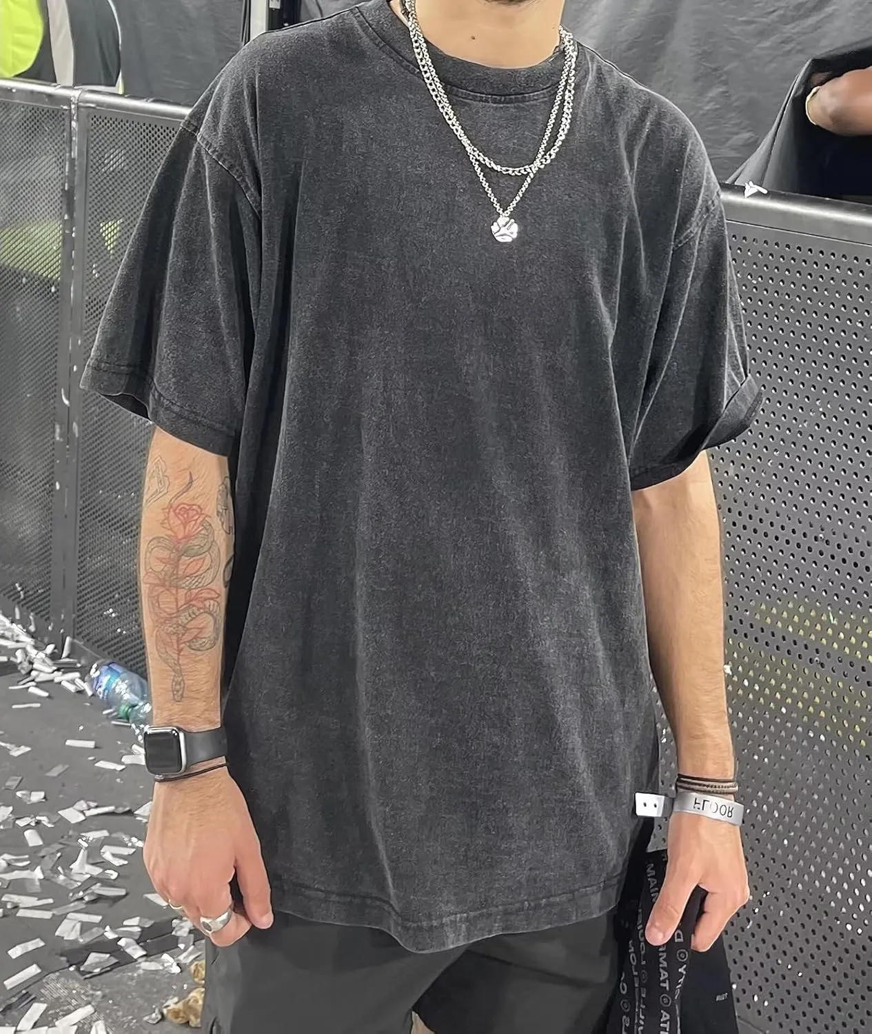 Pump Covers T-Shirts Men Oversized Tees Workout Tshirts 2 Pack Cotton Acid Wash Streetwear Grunge T Shirt