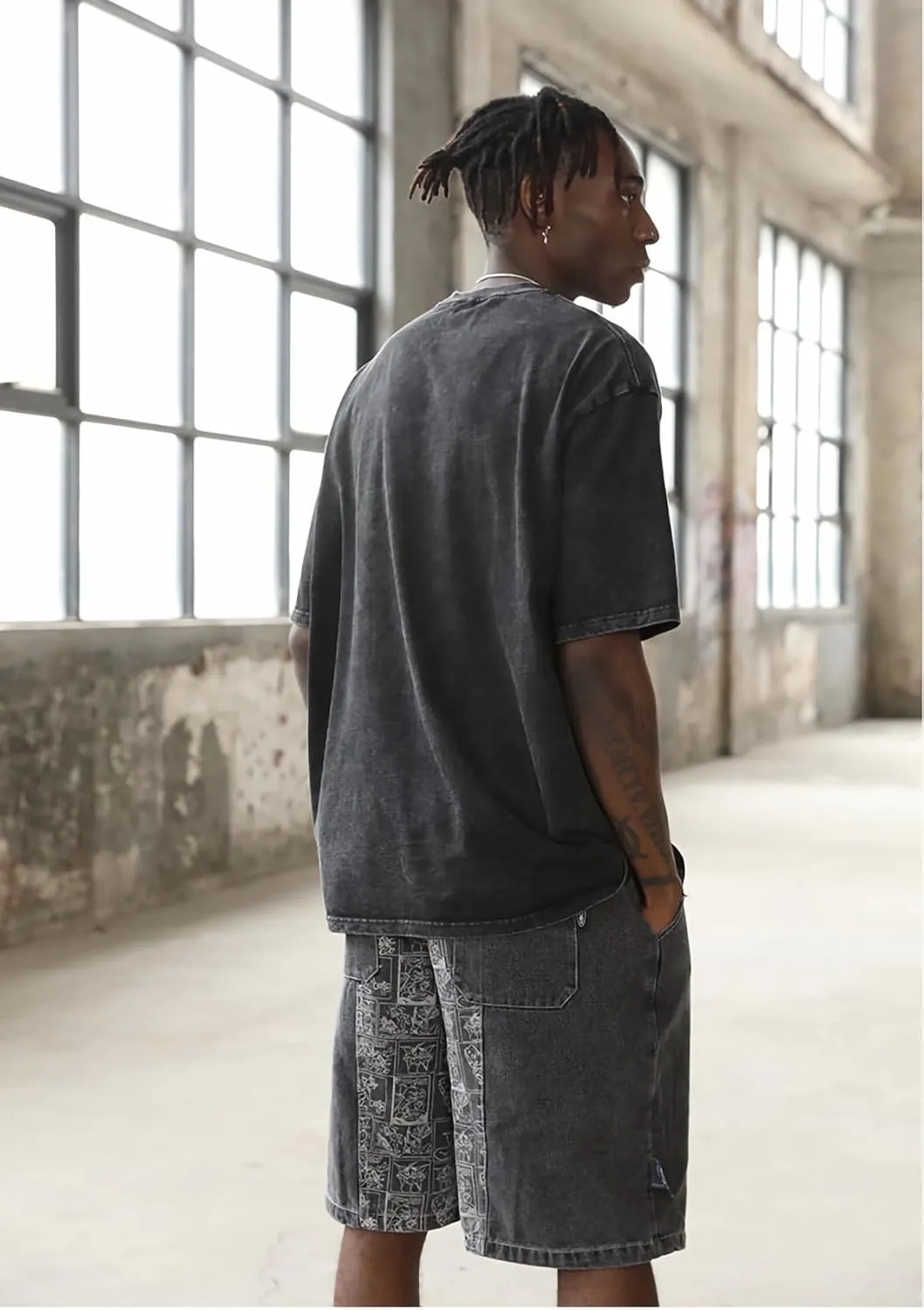 Pump Covers T-Shirts Men Oversized Tees Workout Tshirts 2 Pack Cotton Acid Wash Streetwear Grunge T Shirt