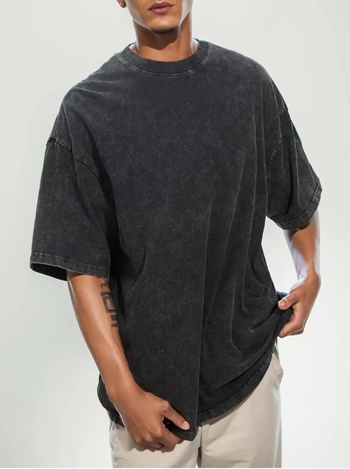 Pump Covers T-Shirts Men Oversized Tees Workout Tshirts 2 Pack Cotton Acid Wash Streetwear Grunge T Shirt