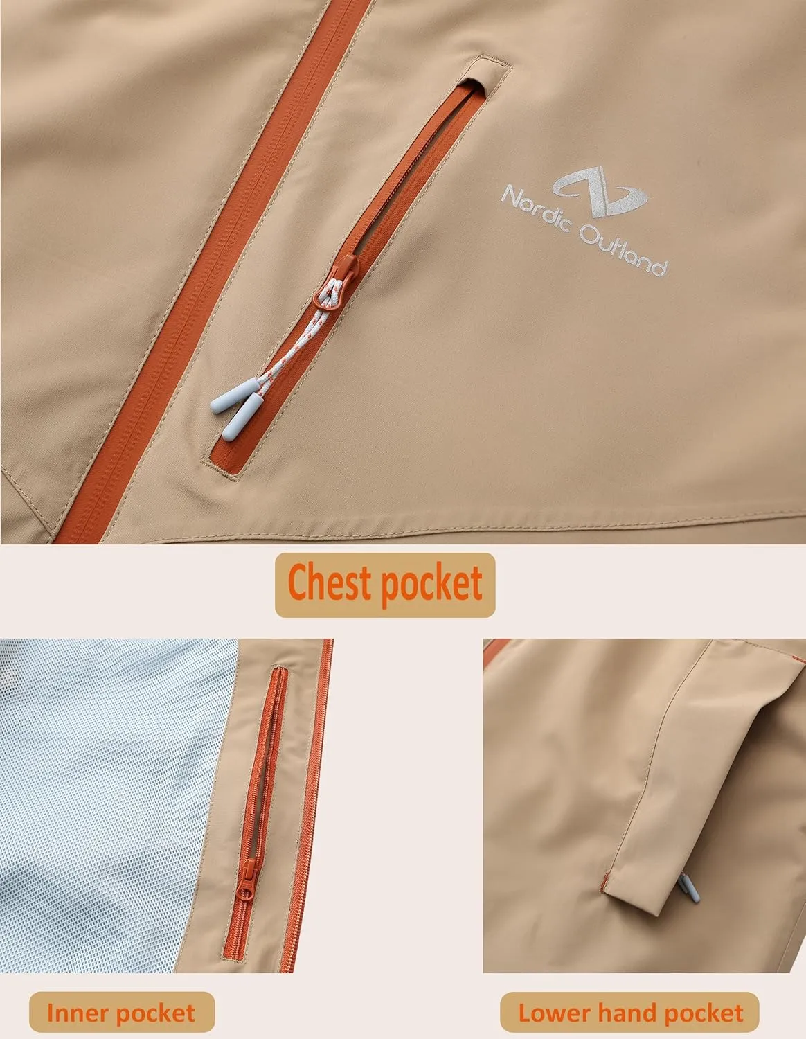 Rain Jacket Men,Waterproof Breathable Long Raincoat with Hood Mesh Lining,Windbreaker for outdoor activities