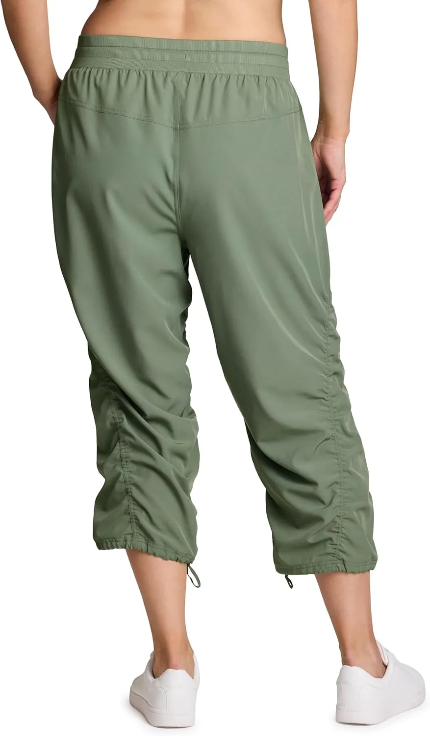 RBX Active Women's Plus Size Fashion Lightweight Woven Body Skimming Drawstring Capri Pant