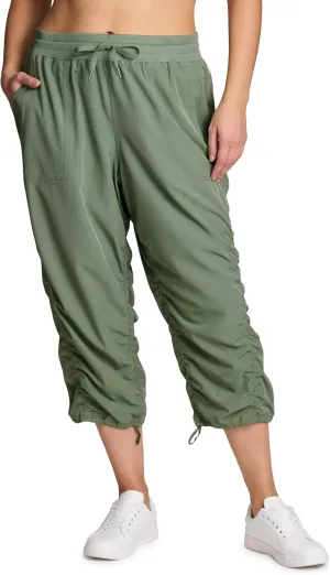 RBX Active Women's Plus Size Fashion Lightweight Woven Body Skimming Drawstring Capri Pant