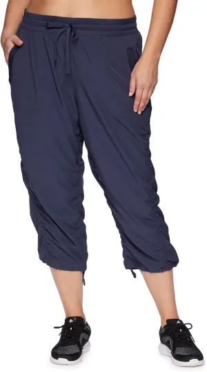 RBX Women's Plus Size Woven Lightweight Drawstring Capri Pant