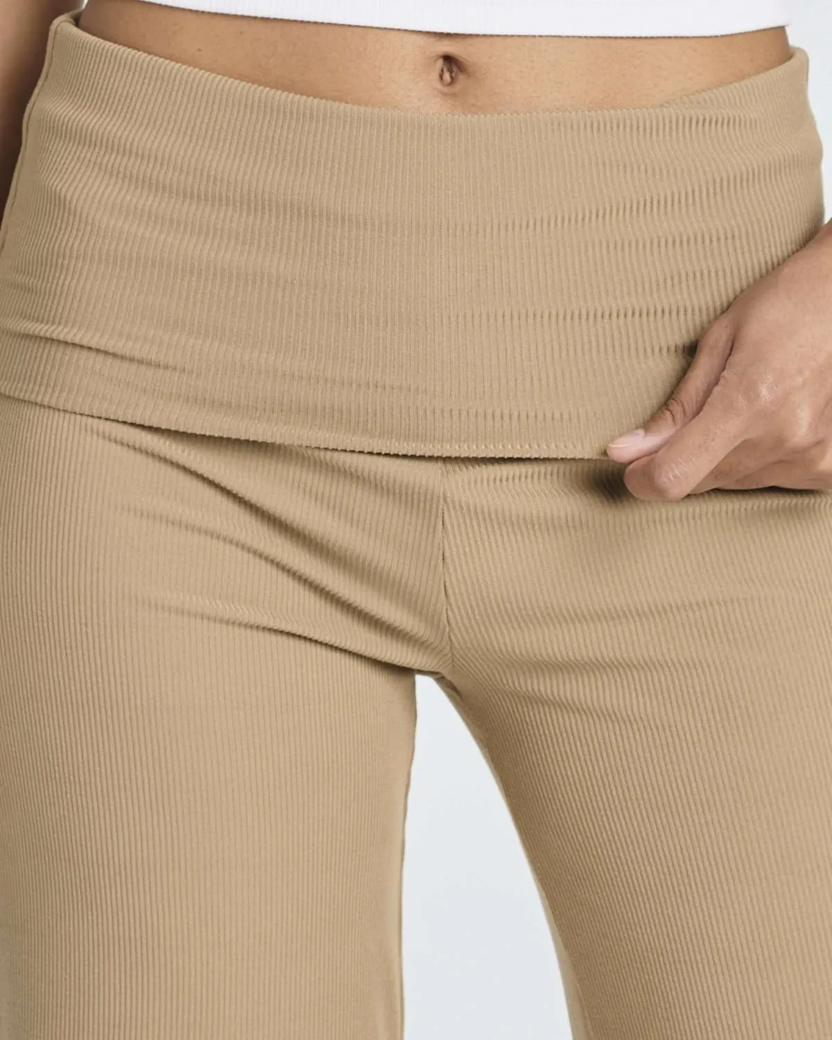 Real Essentials 3 Pack: Women's Ribbed Foldover Wide Leg Loose Capri Open Bottom Yoga Lounge Pants (Available in Plus)