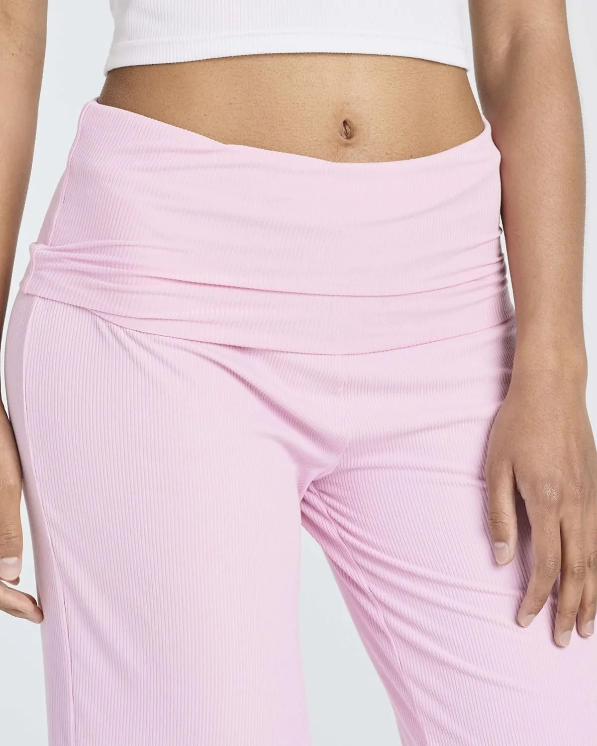 Real Essentials 3 Pack: Women's Ribbed Foldover Wide Leg Loose Capri Open Bottom Yoga Lounge Pants (Available in Plus)