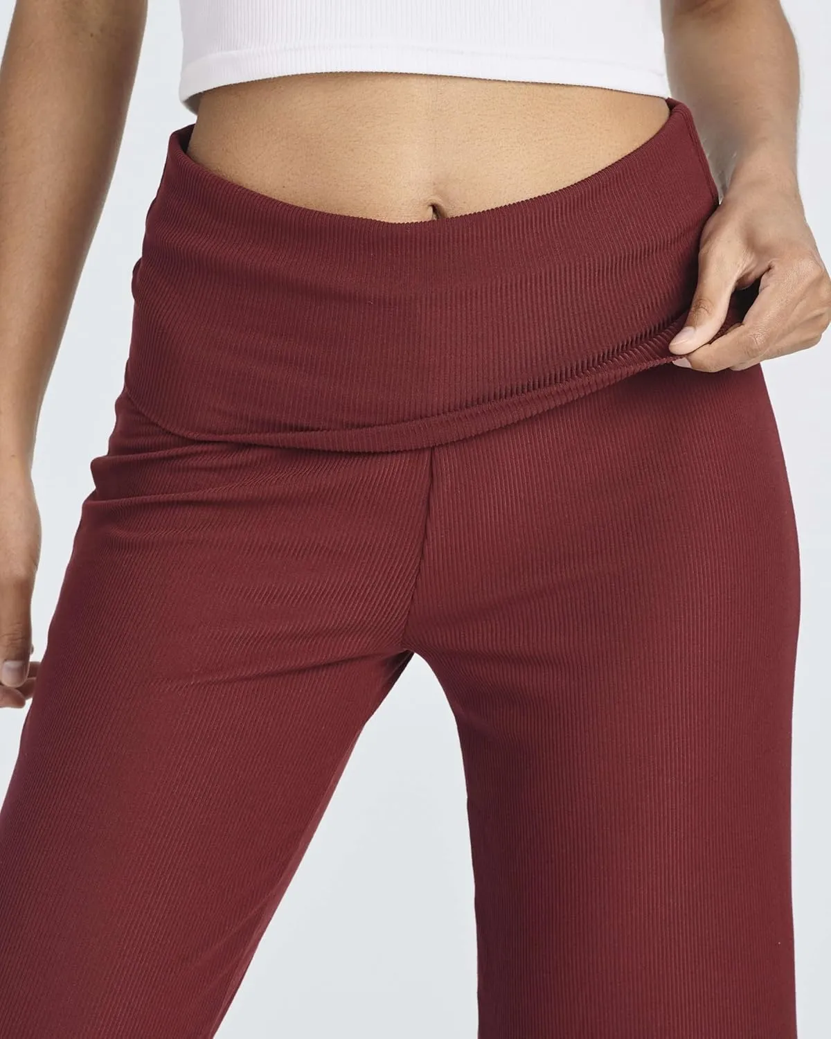 Real Essentials 3 Pack: Women's Ribbed Foldover Wide Leg Loose Capri Open Bottom Yoga Lounge Pants (Available in Plus)