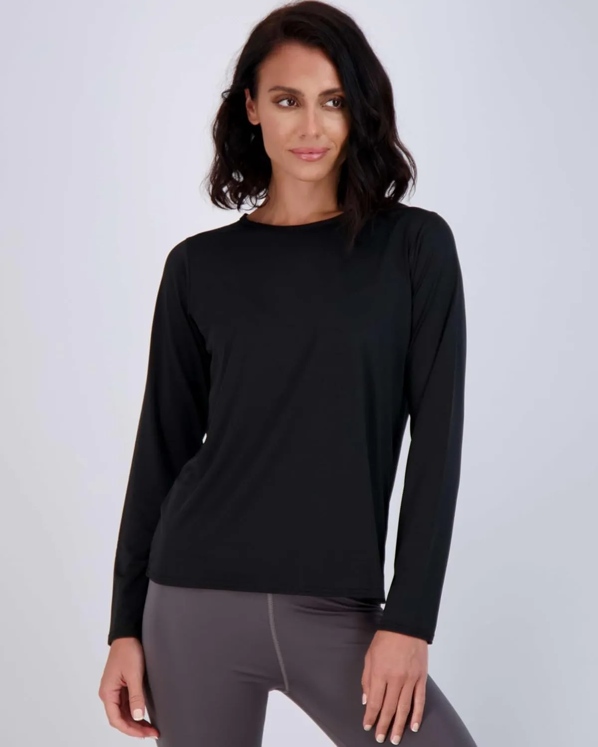 Real Essentials 4 Pack: Women's Dry-Fit Tech Stretch Long-Sleeve Athletic Workout T-Shirt (Available in Plus Size)