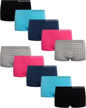 Reebok Girls Boyshorts Underwear - 10 Pack Soft Seamless Boyshort Panties Breathable Girls Underwear (Sizes: 6-16)
