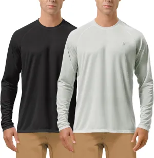 Roadbox Mens UPF 50  UV Sun Protection Shirts Outdoor Long Sleeve SPF Rash Guard for Fishing Hiking Swimming Running