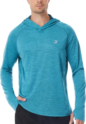 Roadbox UPF 50  Fishing Shirts for Men, Long Sleeve SPF UV Sun Protection Hoodie with Thumb Holes Swim Running Rash Guard