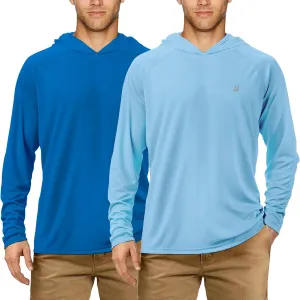 Roadbox UPF 50  Fishing Shirts for Men, Long Sleeve UV Sun Protection Hoodie, Outdoor Hiking Running Swimming Rash Guard