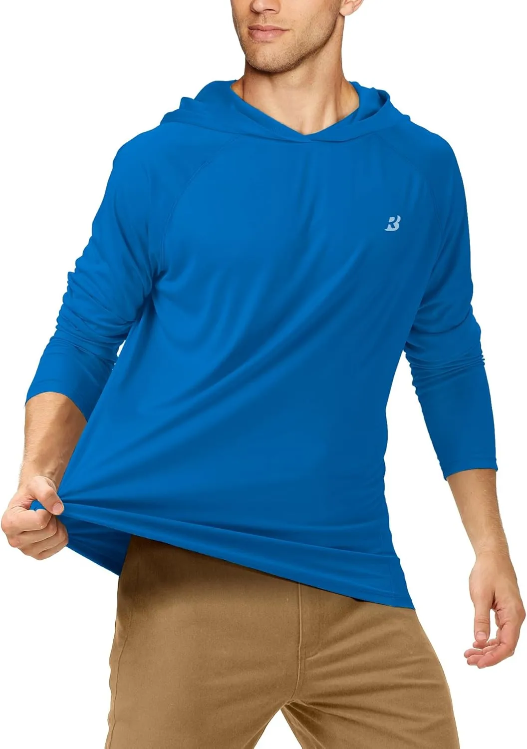 Roadbox UPF 50  Fishing Shirts for Men, Long Sleeve UV Sun Protection Hoodie, Outdoor Hiking Running Swimming Rash Guard