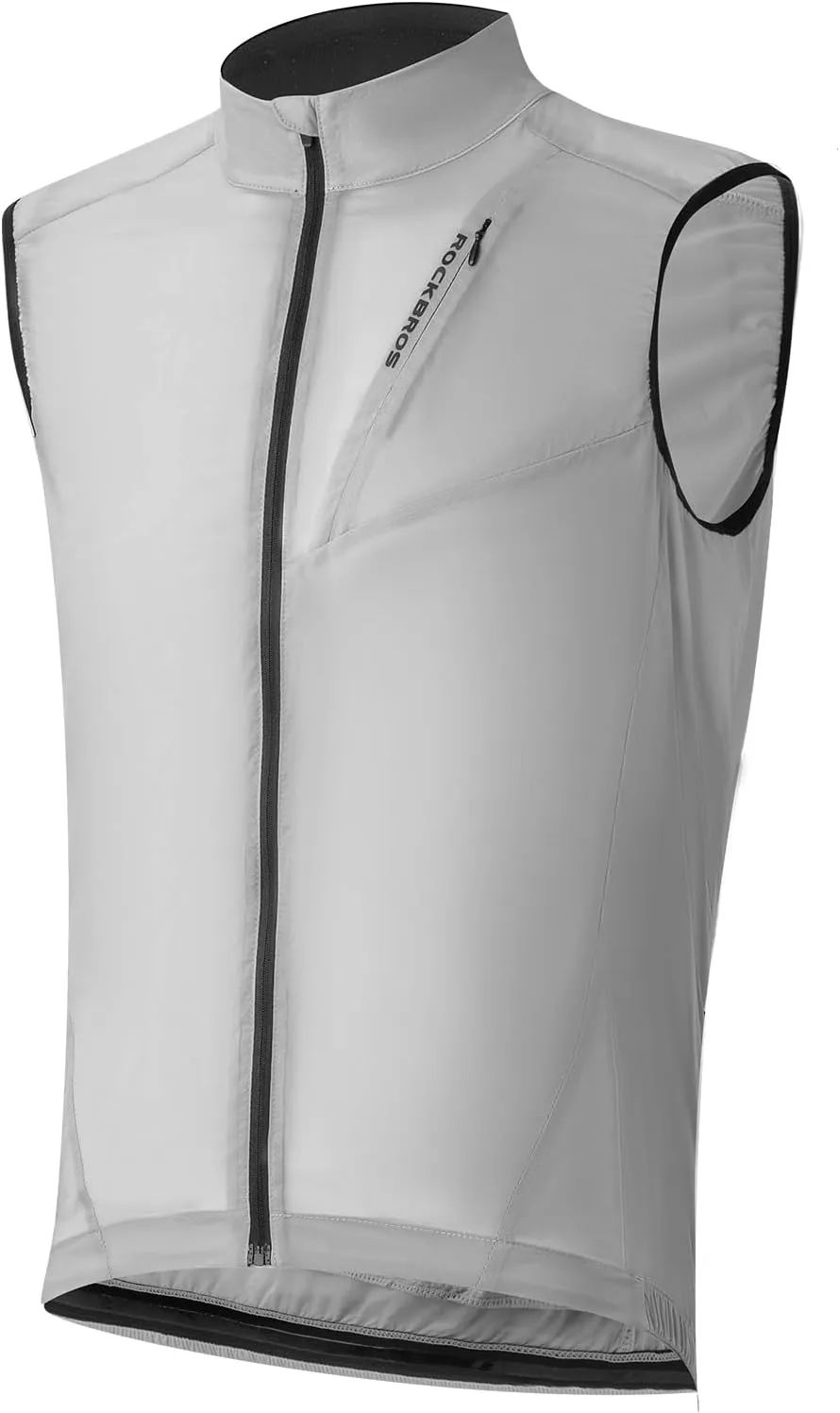 ROCKBROS Cycling Vest for Men Women Windbreaker Breathable Bike Vest Sleeveless Lightweight with Back Pockets Silver