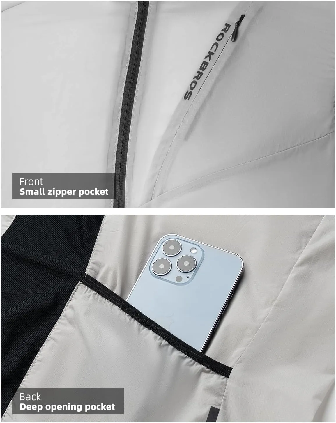 ROCKBROS Cycling Vest for Men Women Windbreaker Breathable Bike Vest Sleeveless Lightweight with Back Pockets Silver