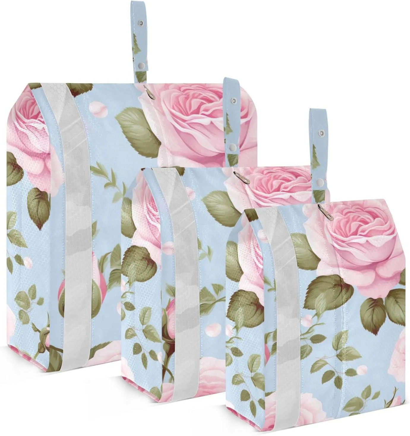 Roses Blue Packing Cubes for Suitcases 3 Set Compression Lightweight Luggage Packing Organizers for Carry on Suitcase Travel Accessories Luggage Organizer Bags Set