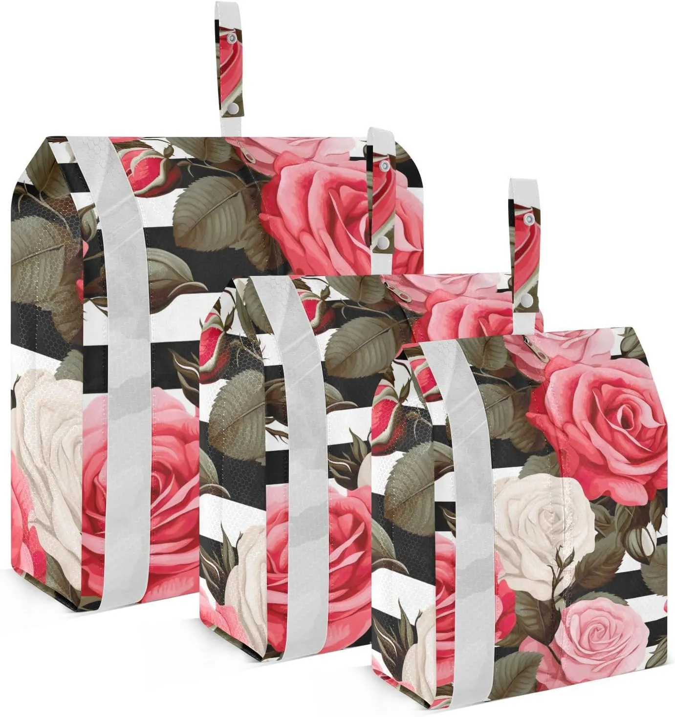 Roses Stripe Packing Cubes for Suitcases 3 Set Lightweight Compression Luggage Packing Organizers for Carry on Suitcase Travel Essentials Luggage Organizer Bags Set