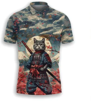 Samurai Golf Shirt Men Funny Golf Polos for Men Dry Fit- Warrior Golf Polo Shirts Hawaiian Polo Golf Outfits (MP_PL_21)